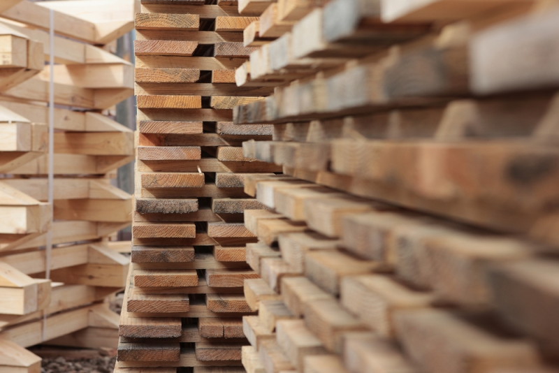 Stacked native hardwood boards